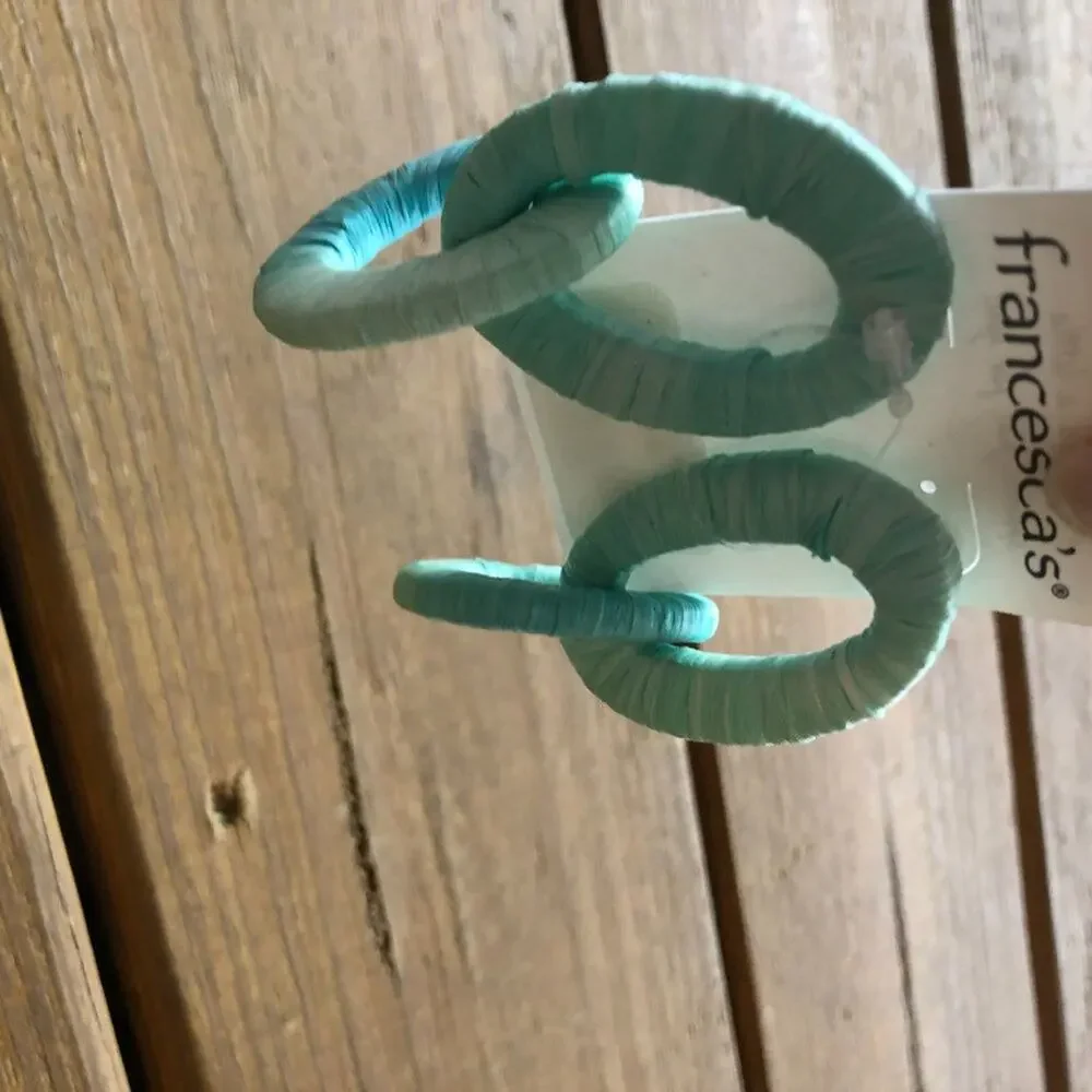 Francesca's Rattan Blue Ombre Double Hoop Earrings